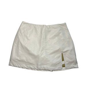 NWT American Threads White Faux Leather Mini Skort, Size S